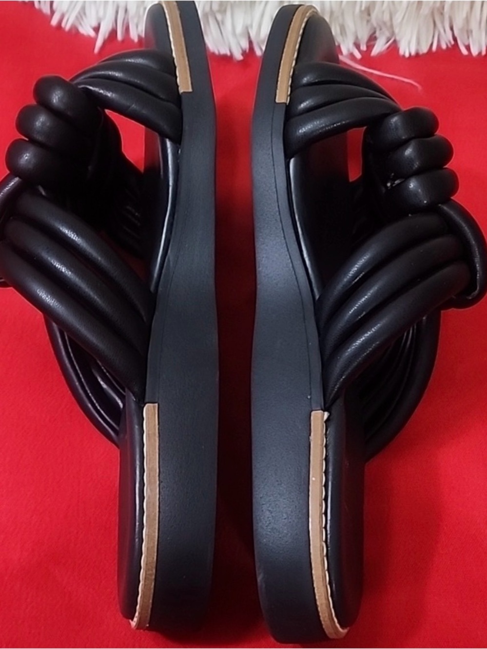 Paul Green Black Braided Leather Slide Sandals - Picture 5 of 5